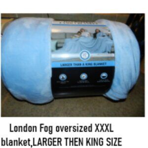 London Fog Dusty Blue Heavyweight Plush Blanket Bigger then King XXL🆕📦🏃🏻💨⚡